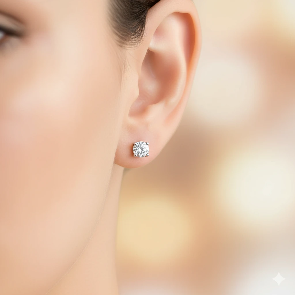 14K White Gold Earring Studs with 2 Round-Cut Lab-Created Diamonds 2.024 CT.TW