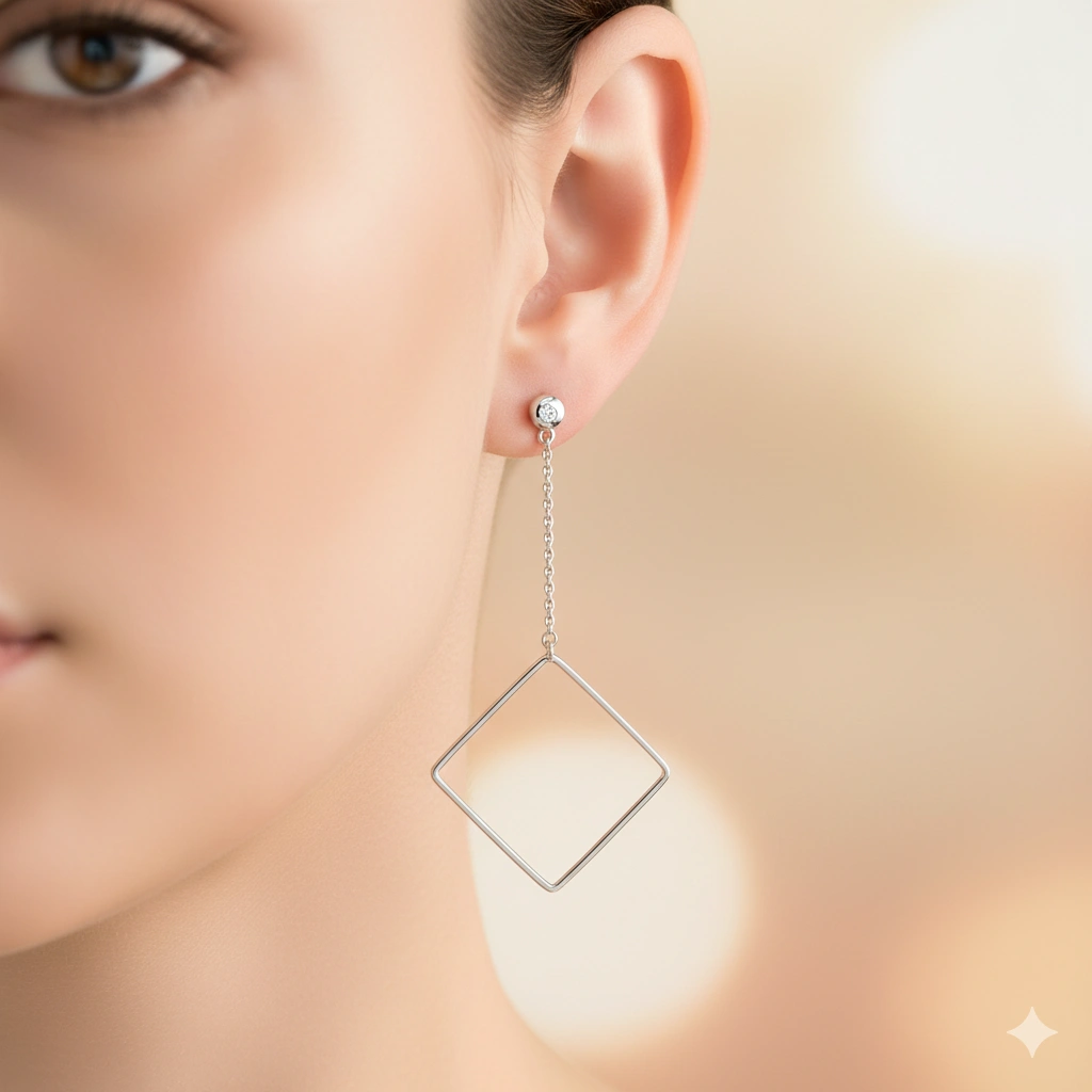 Sterling Silver Earring Studs with 2 Round-Cut Lab-Created Diamonds 0.027 CT.TW