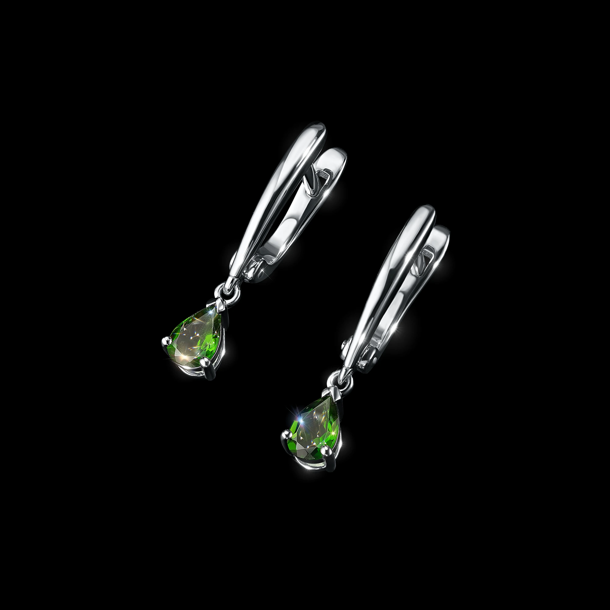 Sterling Silver Earrings with 2 Pear-Cut Chromdiopsides 1.502 CT.TW - изображение 11