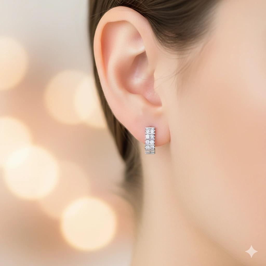 14K White Gold Earrings with 20 Round-Cut Lab-Created Diamonds 1.336 CT.TW