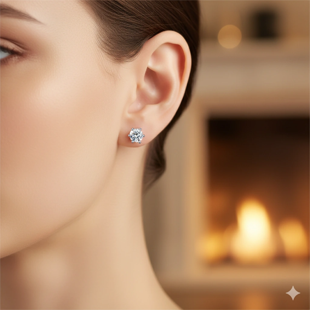 14K White Gold Earring Studs with 2 Round-Cut Lab-Created Diamonds 2.29 CT.TW