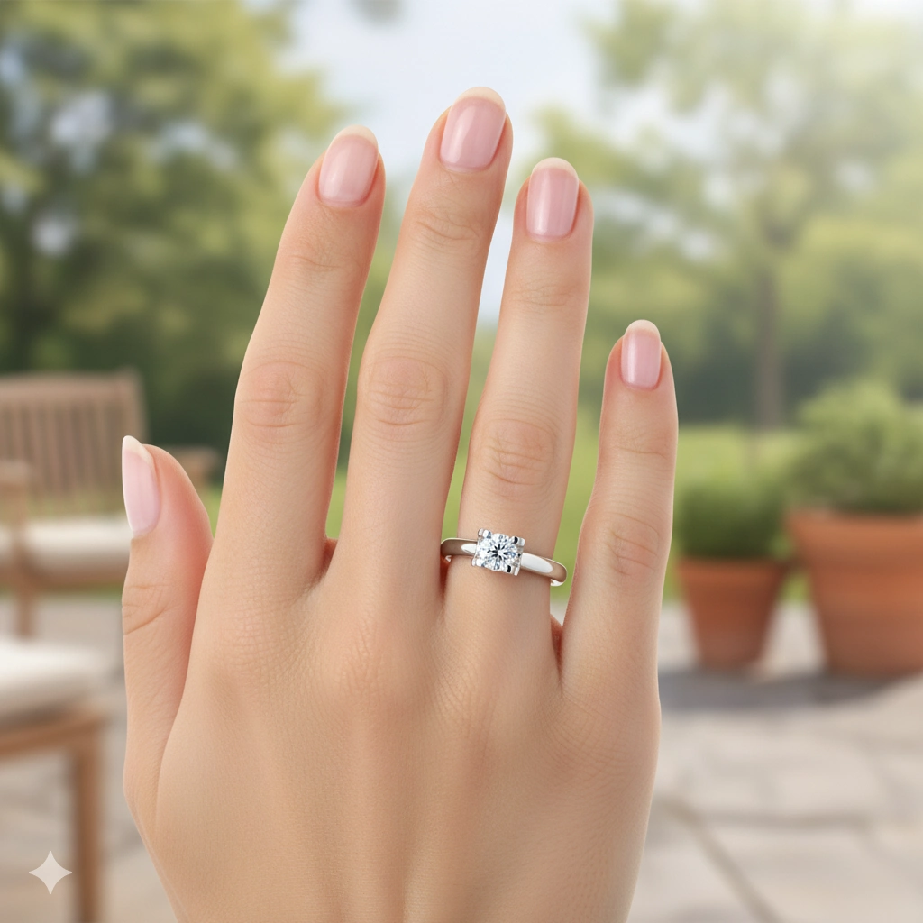 14K White Gold Ring with 1 Round-Cut Lab-Created Diamond 0.713 CT.TW