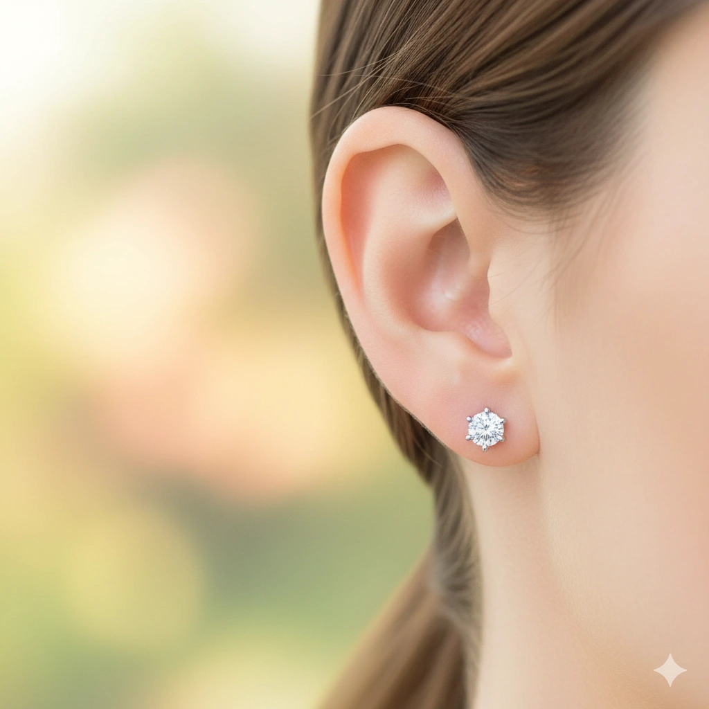 14K White Gold Earring Studs with 2 Round-Cut Lab-Created Diamonds 1.555 CT.TW