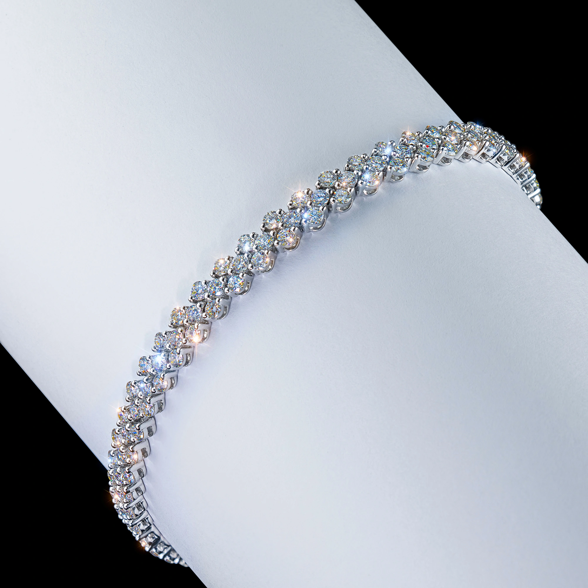 14K White Gold Bracelet with 142 Round-Cut Lab-Created Diamonds 3.391 CT.TW
