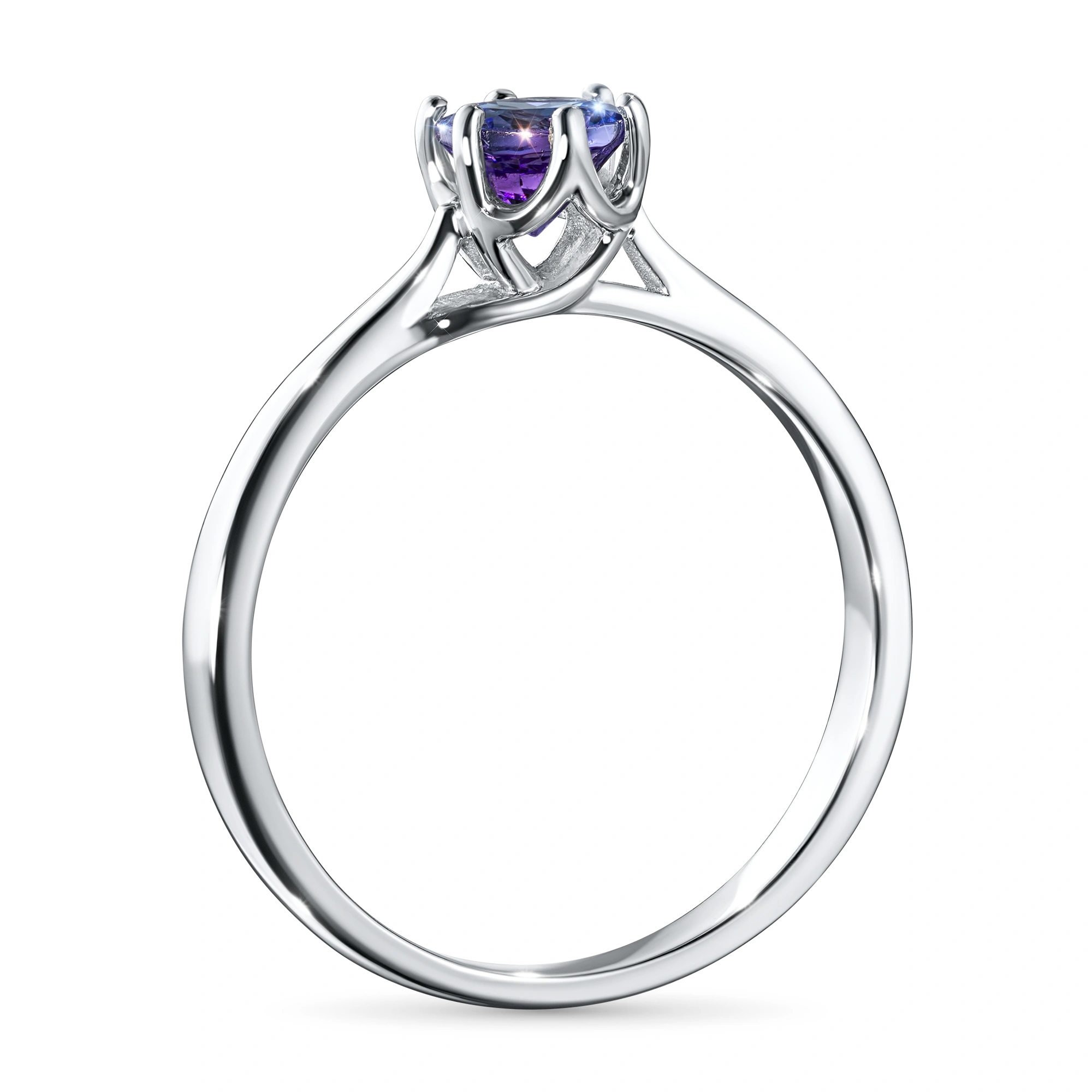 Sterling Silver Ring with 1 Round-Cut Tanzanite 0.76 CT.TW