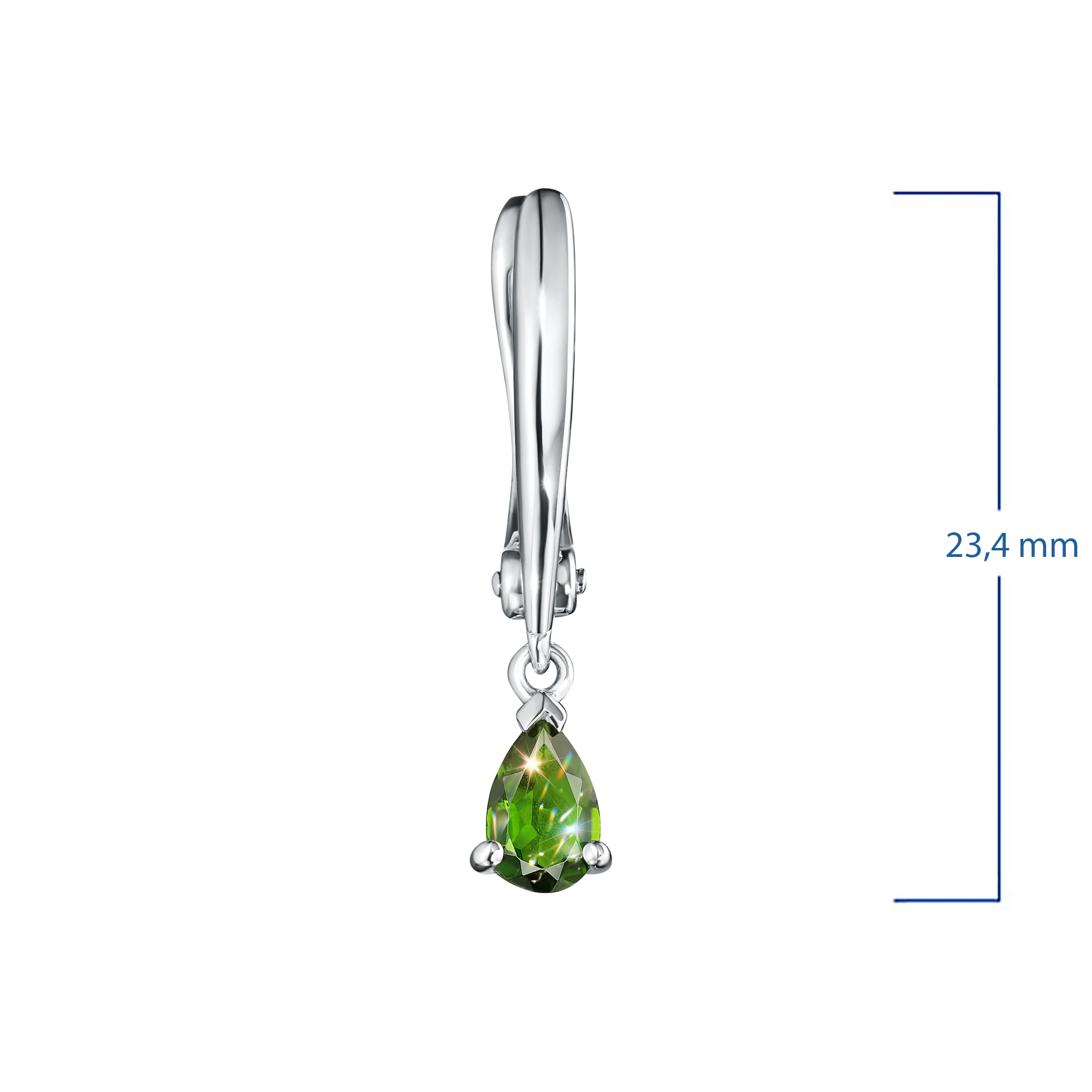 Sterling Silver Earrings with 2 Pear-Cut Chromdiopsides 1.501 CT.TW