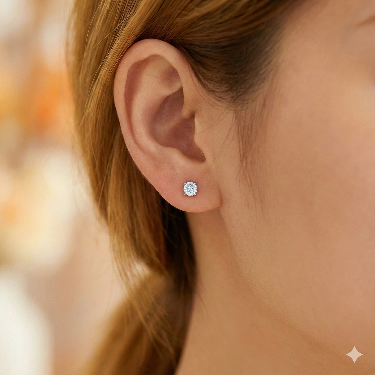 Sterling Silver Earring Studs with 18 Round-Cut Lab-Created Diamonds 0.407 CT.TW - изображение 5