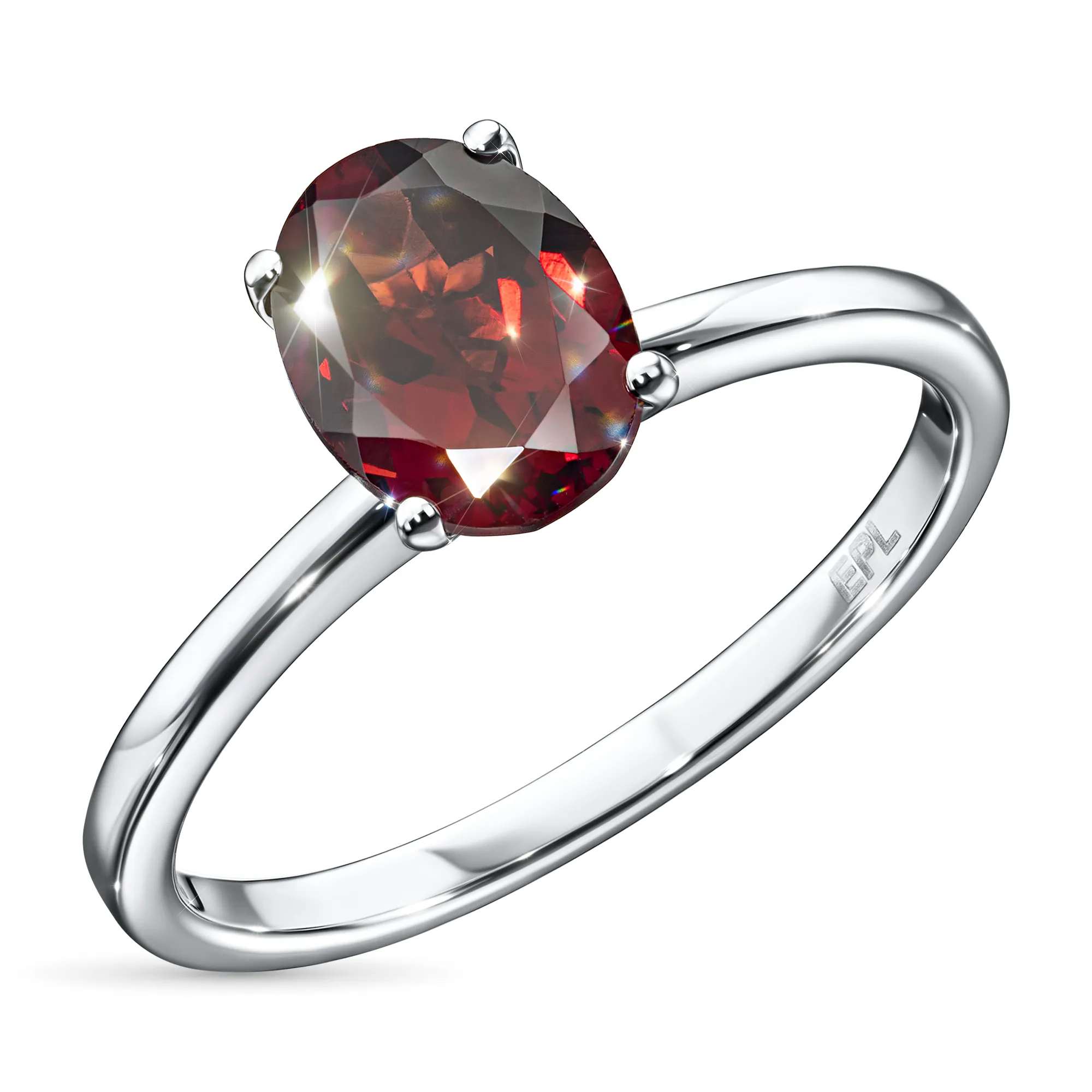 Sterling Silver Ring with 1 Oval-Cut Garnet 1.57 CT.TW