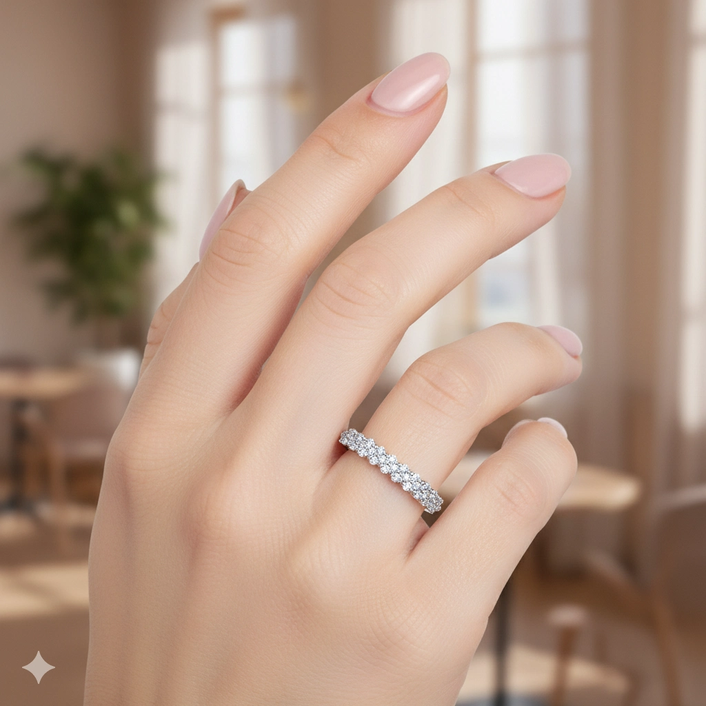 14K White Gold Ring with 37 Round-Cut Lab-Created Diamonds 0.374 CT.TW