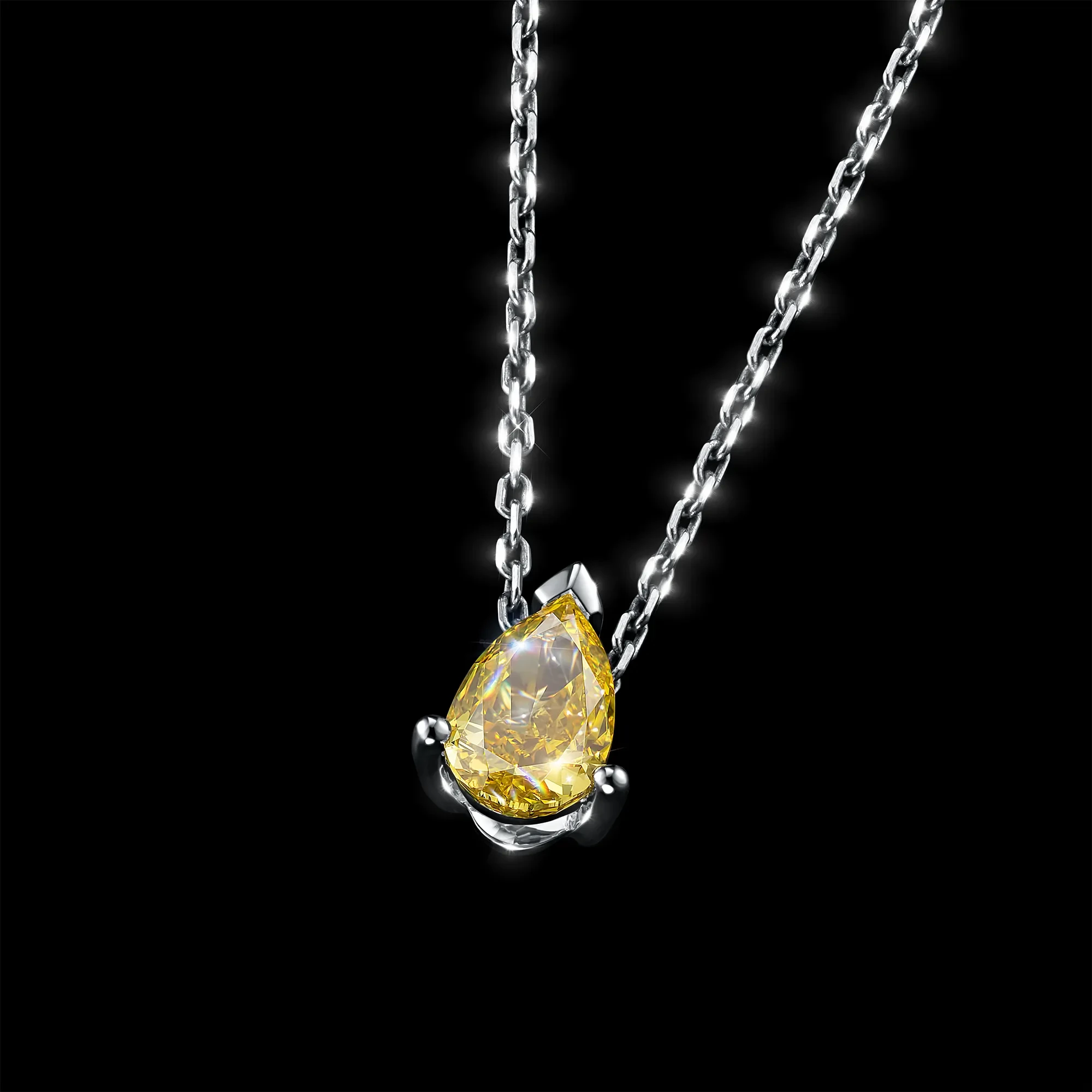 14K White Gold Pendant with 1 Pear-Cut Lab-Created Diamond 1.04 CT.TW