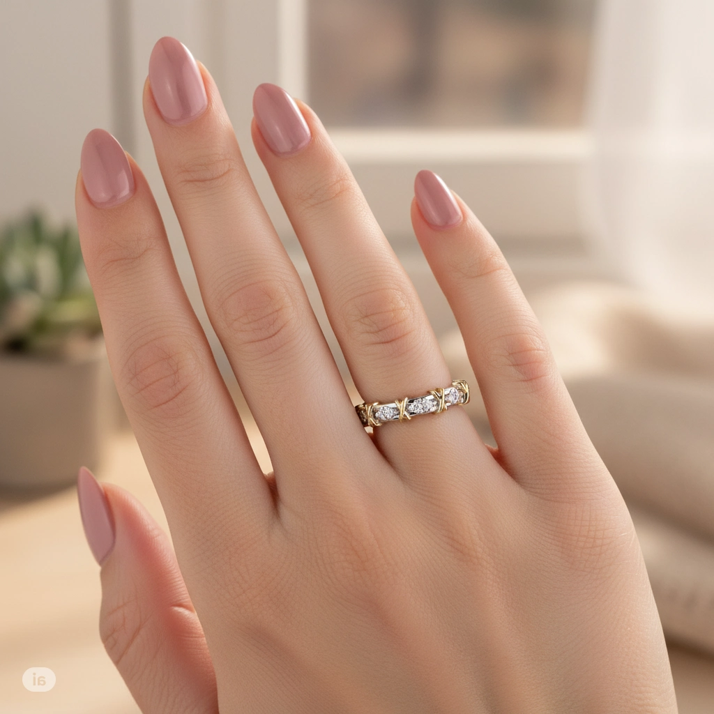 14K White and Yellow Gold Ring with 8 Round-Cut Lab-Created Diamonds 0.106 CT.TW