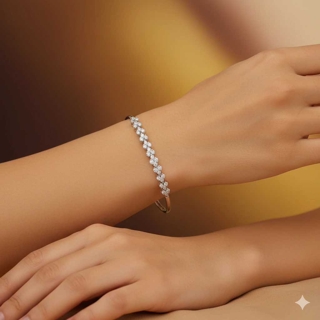 14K White Gold Bracelet with 40 Round-Cut Lab-Created Diamonds 1.249 CT.TW - изображение 5