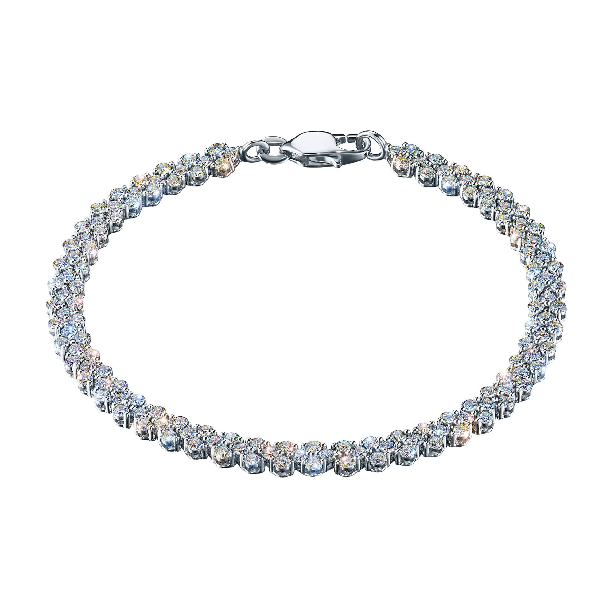14K White Gold Bracelet with 154 Round-Cut Lab-Created Diamonds 3.678 CT.TW