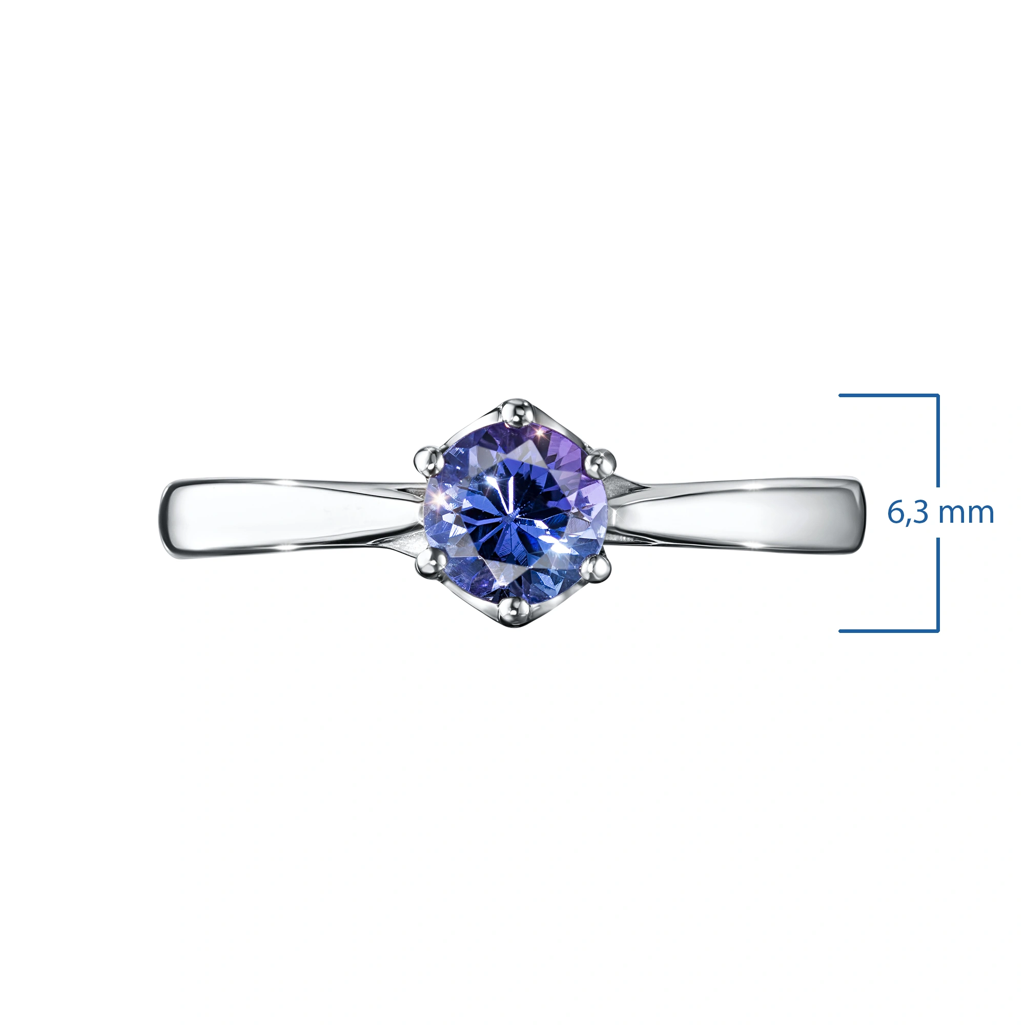 Sterling Silver Ring with 1 Round-Cut Tanzanite 0.76 CT.TW