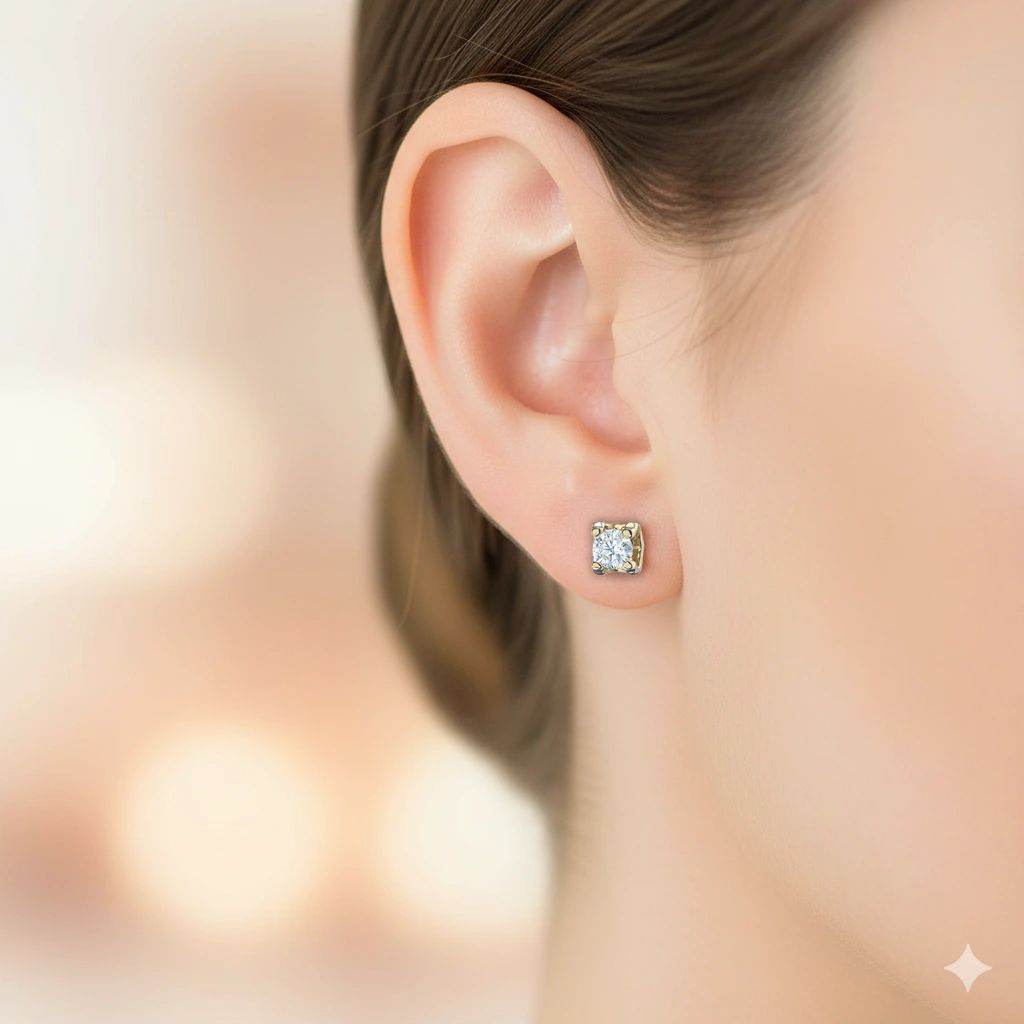 14K Yellow Gold Earring Studs with 2 Round-Cut Lab-Created Diamonds 2.195 CT.TW