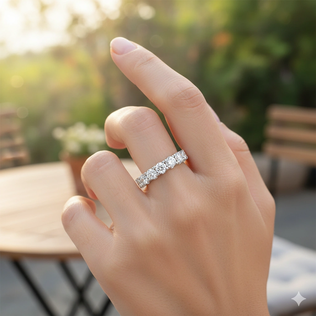 14K White Gold Ring with 7 Round-Cut Lab-Created Diamonds 1.975 CT.TW