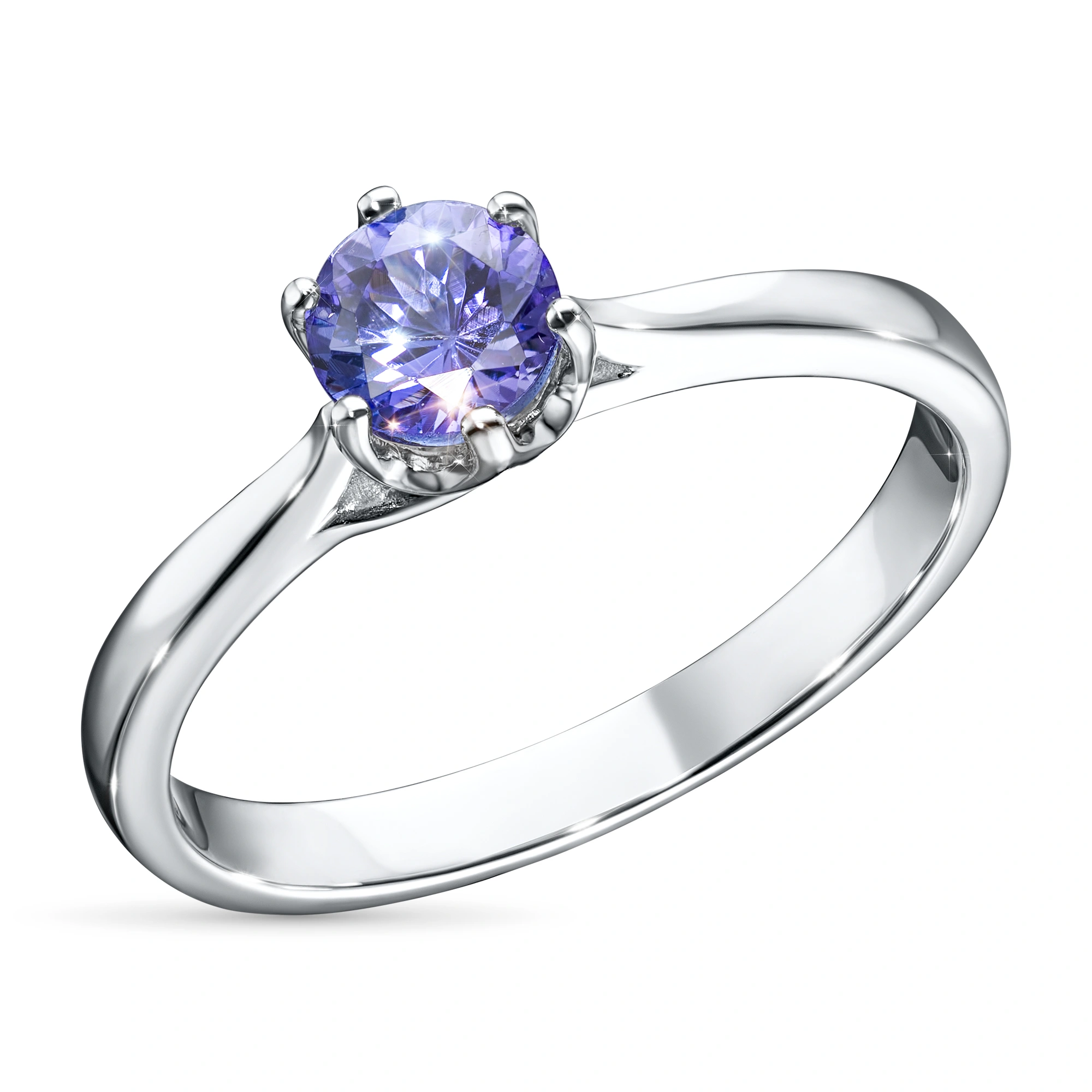 Sterling Silver Ring with 1 Round-Cut Tanzanite 0.76 CT.TW