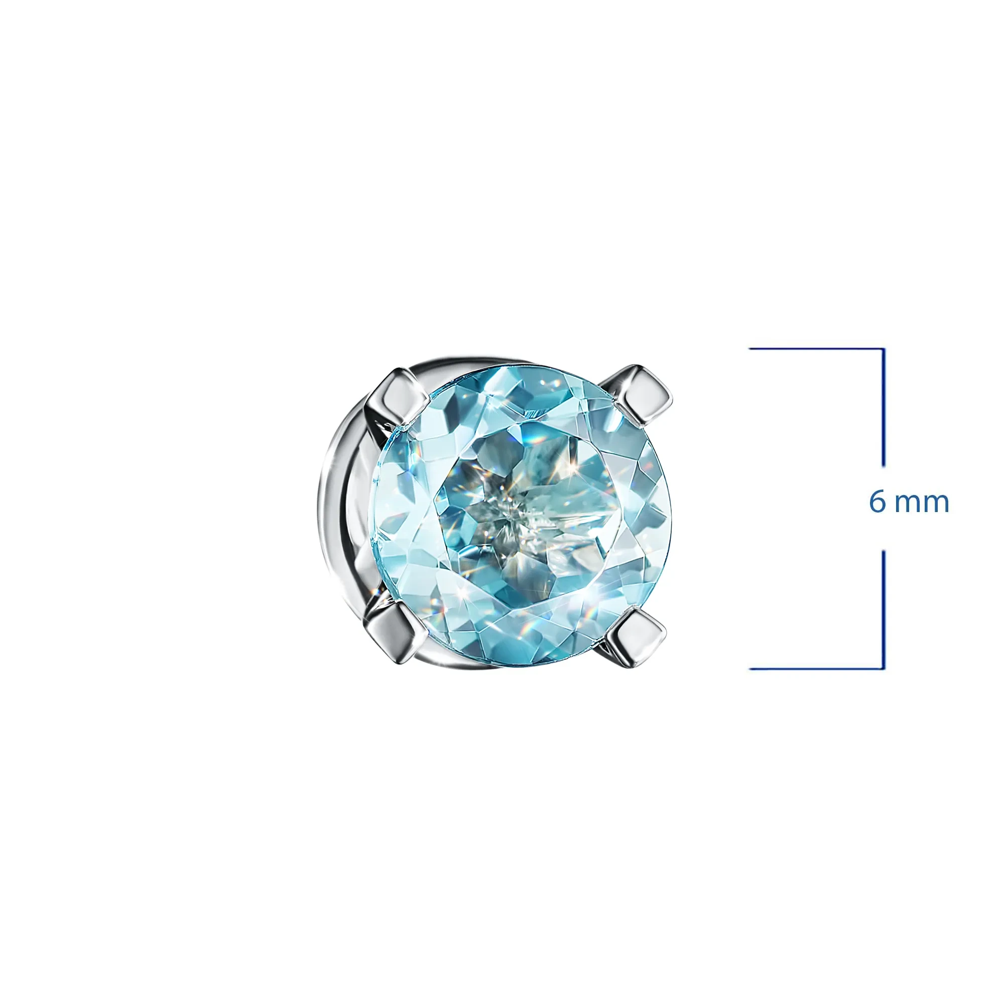 Sterling Silver Earring Studs with 2 Round-Cut Topazes 1.867 CT.TW