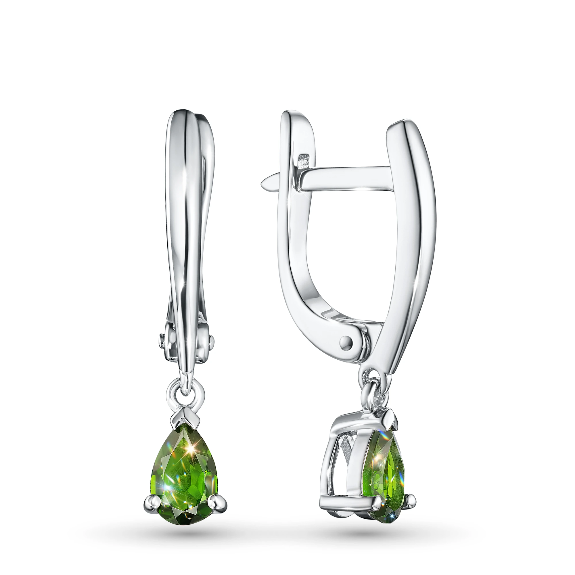 Sterling Silver Earrings with 2 Pear-Cut Chromdiopsides 1.502 CT.TW - изображение 9