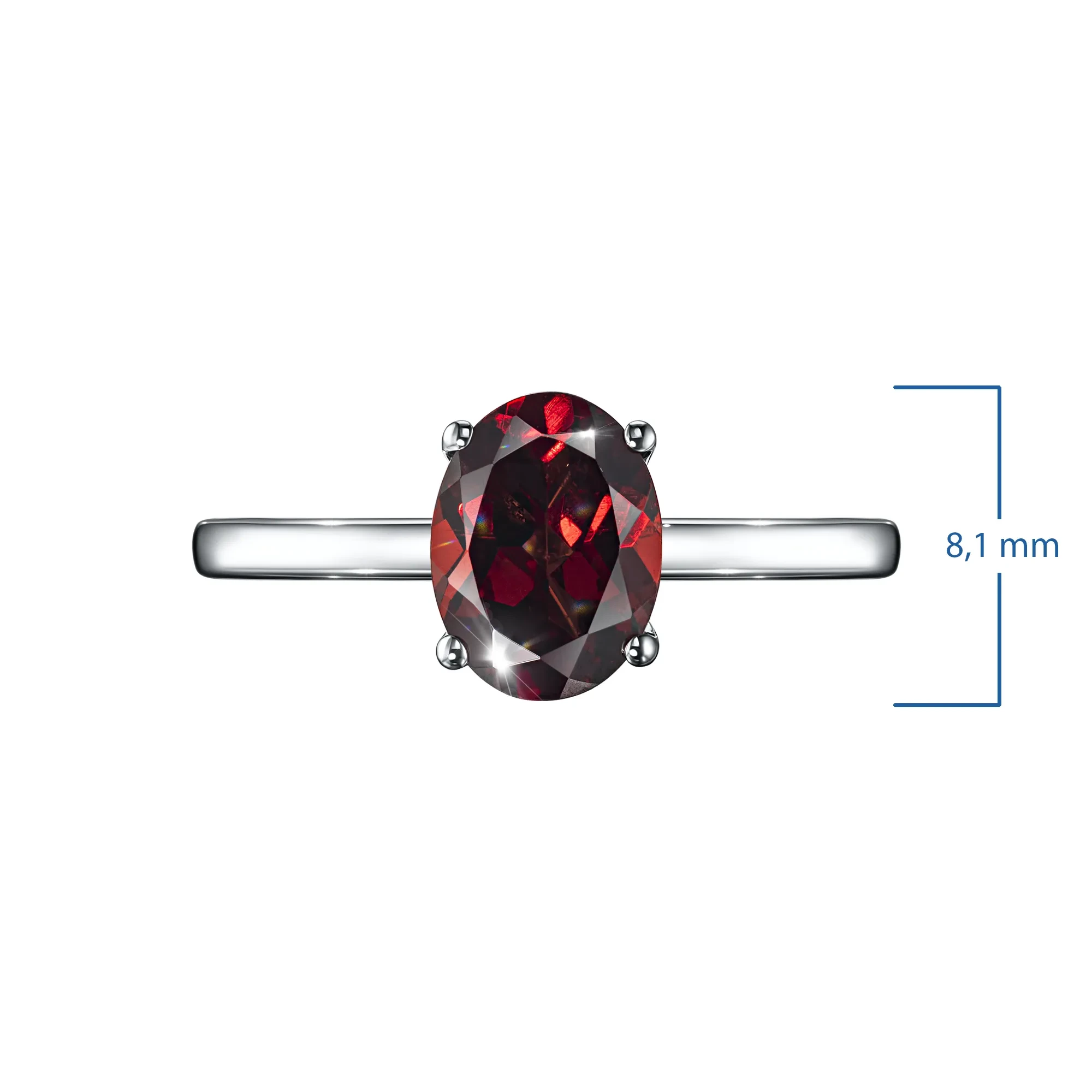 Sterling Silver Ring with 1 Oval-Cut Garnet 1.457 CT.TW