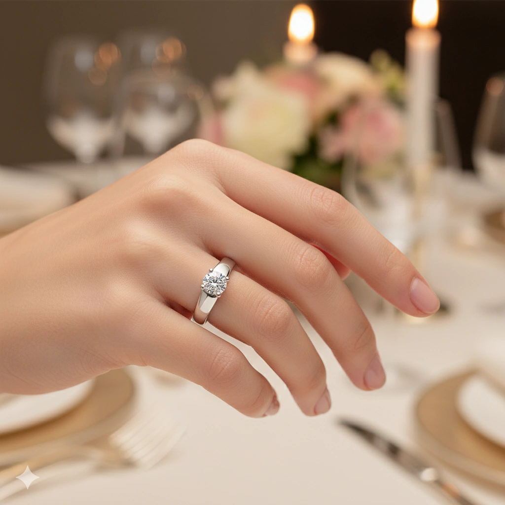 14K White Gold Ring with 1 Round-Cut Lab-Created Diamond 0.757 CT.TW