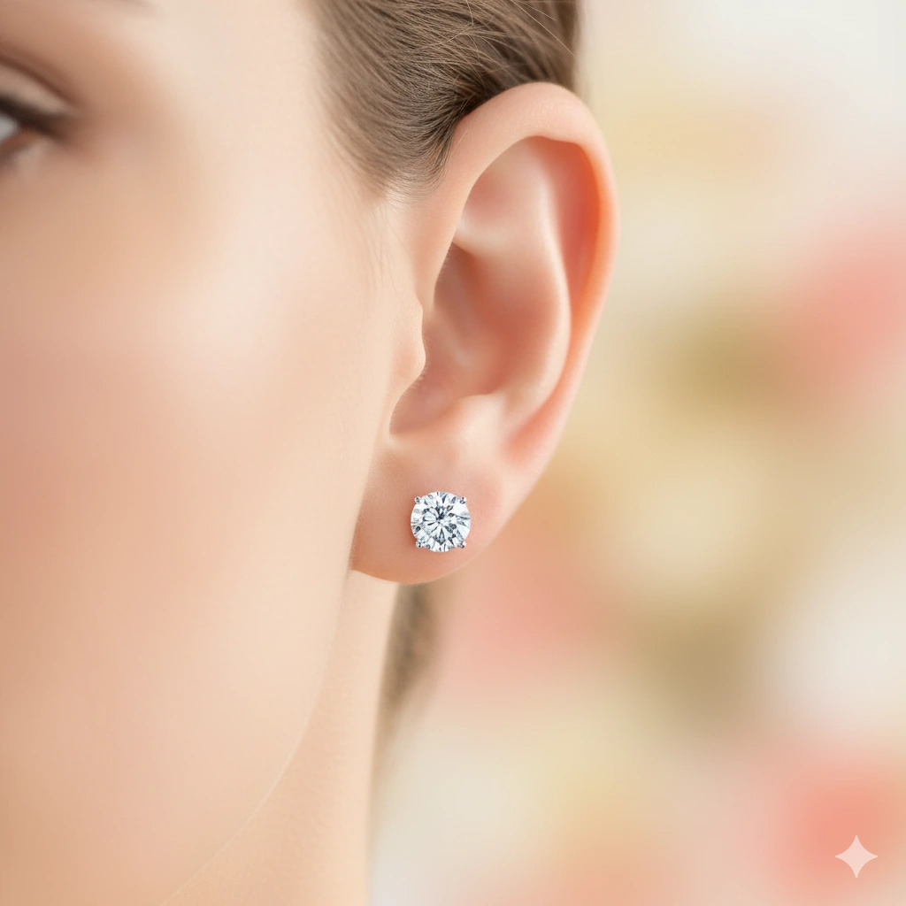 14K White Gold Earring Studs with 2 Round-Cut Lab-Created Diamonds 4.016 CT.TW - изображение 4