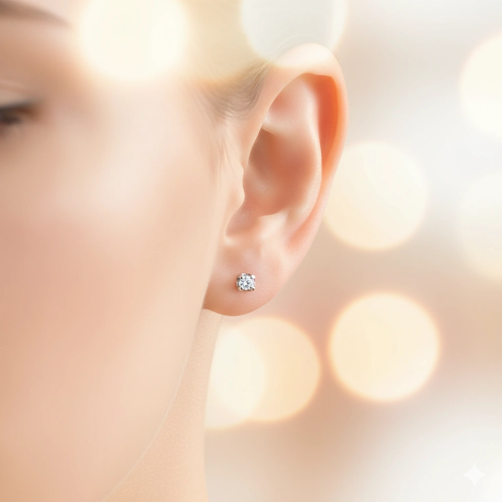 14K White Gold Earring Studs with 2 Round-Cut Lab-Created Diamonds 0.298 CT.TW