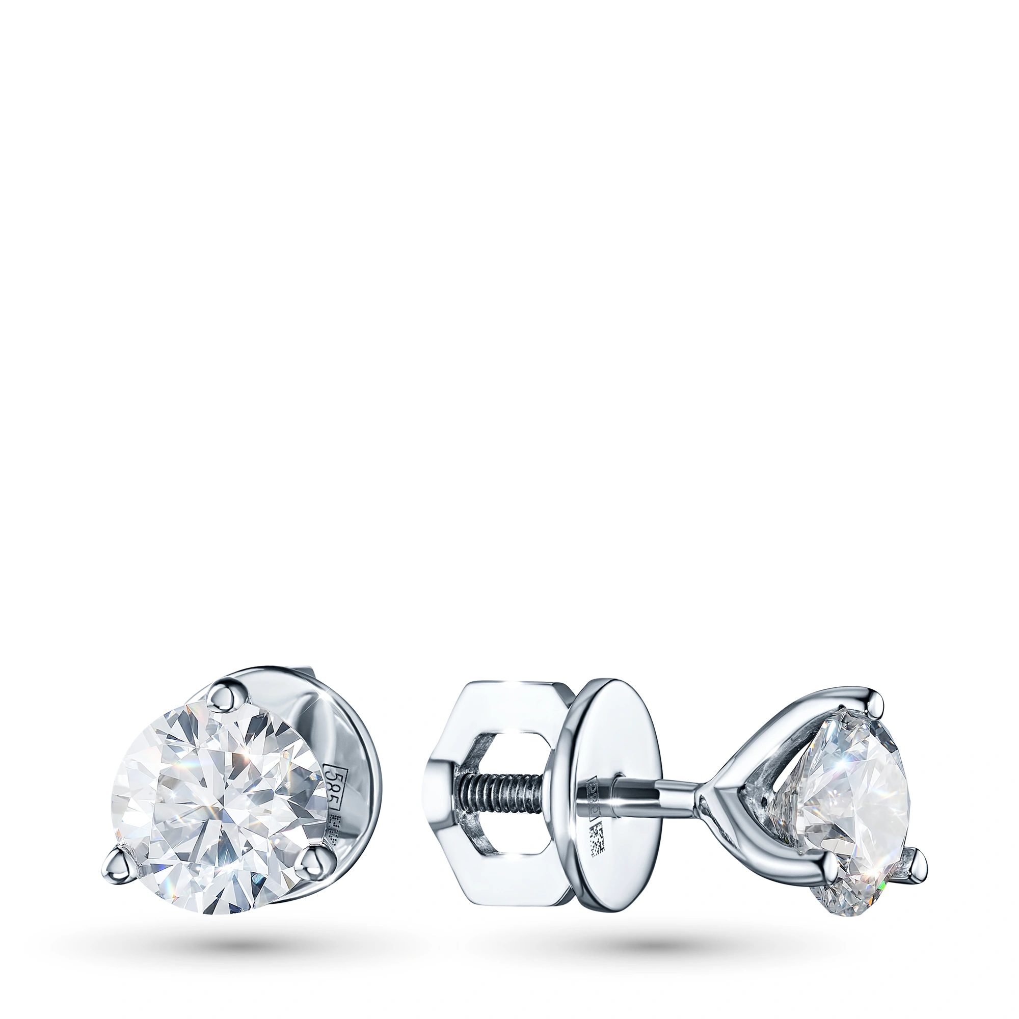 14K White Gold Earring Studs with 2 Round-Cut Lab-Created Diamonds 0.663 CT.TW