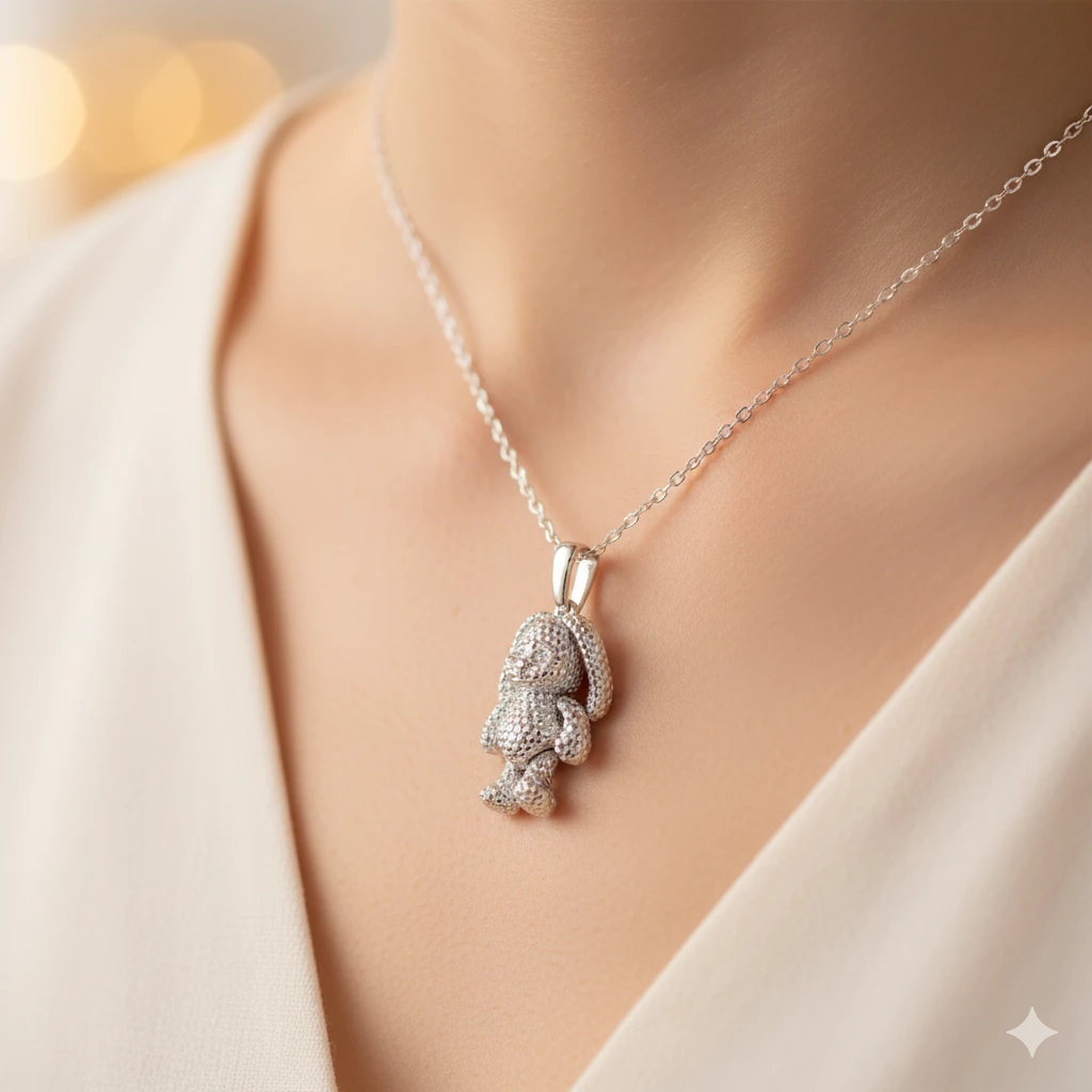 Sterling Silver Pendant with 2 Round-Cut Lab-Created Diamonds 0.019 CT.TW - изображение 5