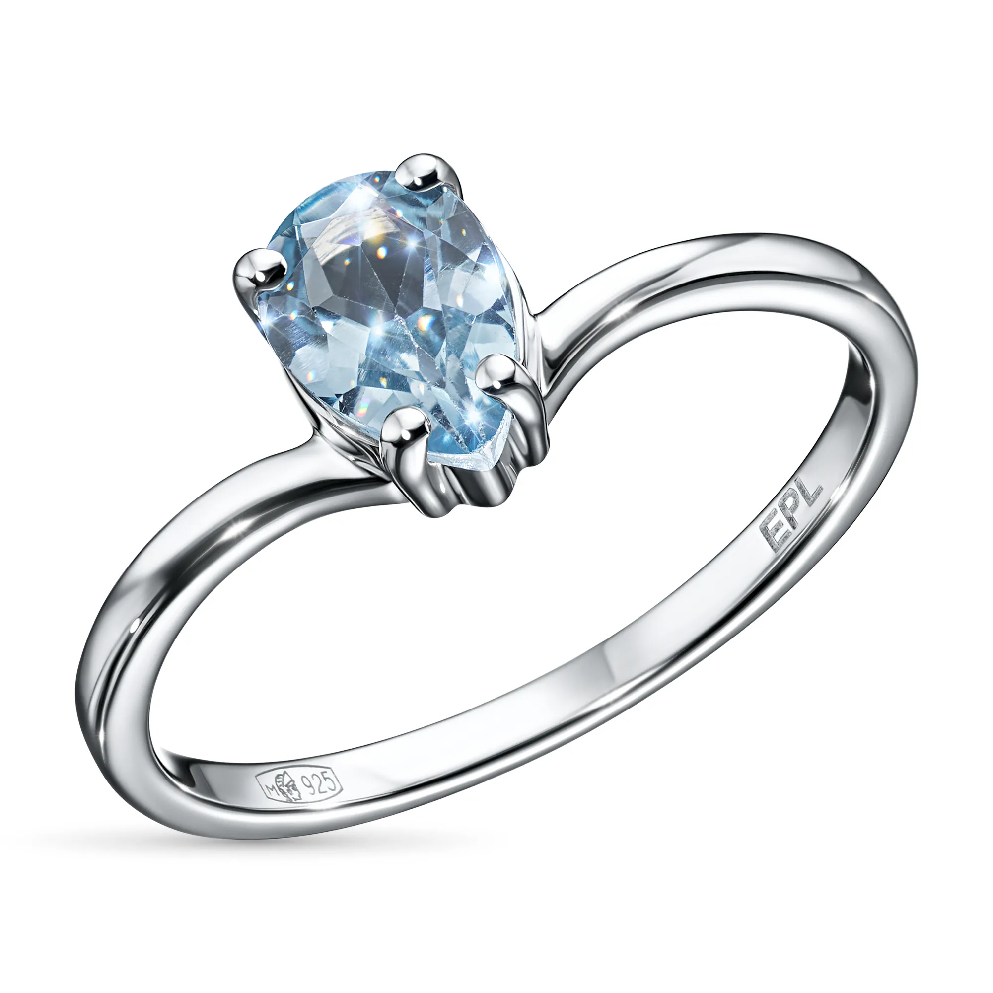 Sterling Silver Ring with 1 Pear-Cut Topaz 0.734 CT.TW