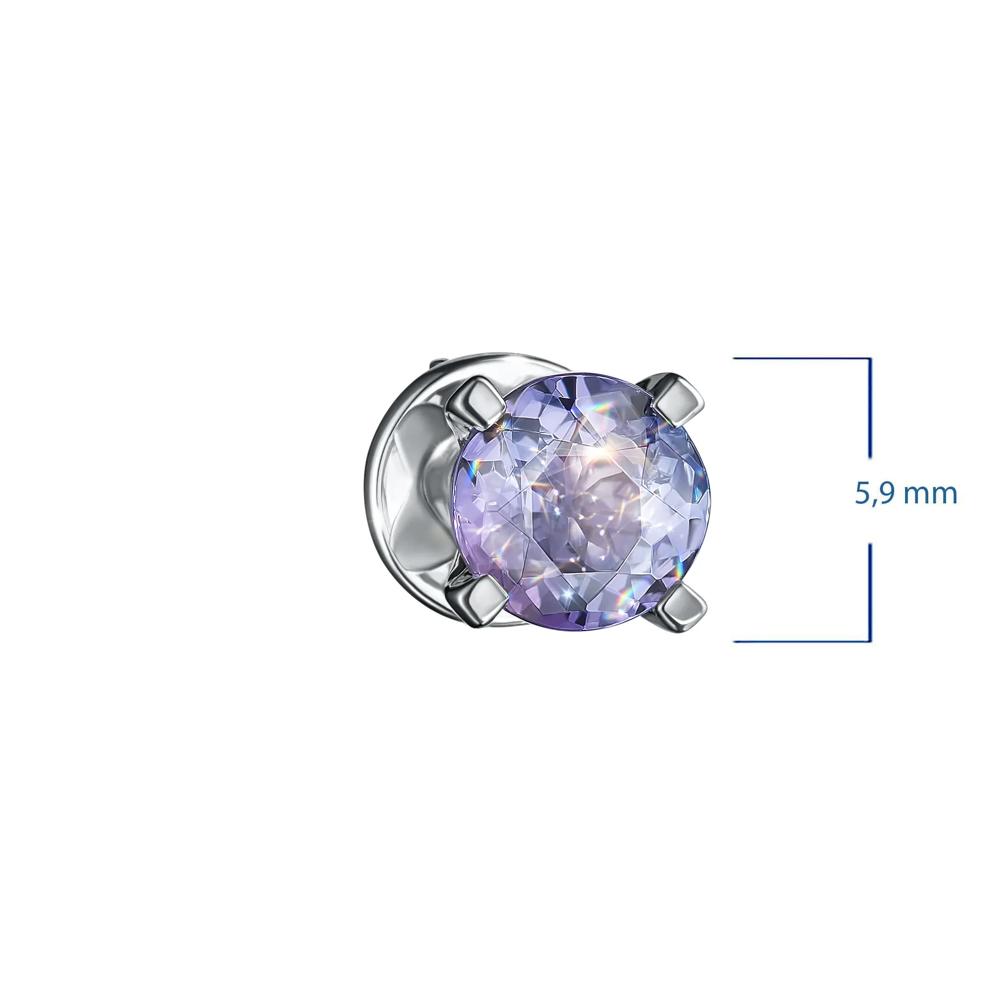 Sterling Silver Earring Studs with 2 Round-Cut Tanzanites 1.765 CT.TW