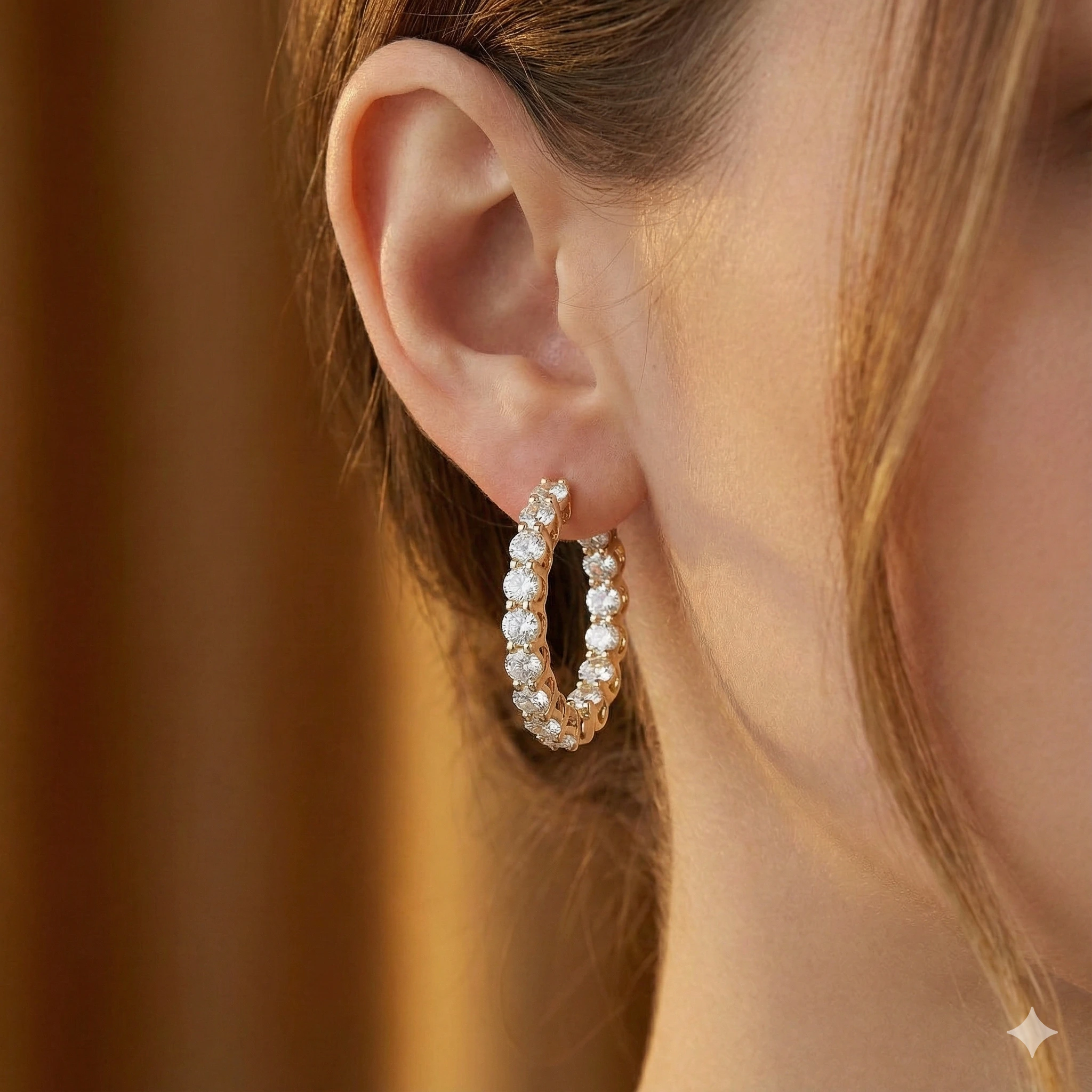 14K Yellow Gold Earrings with 30 Round-Cut Lab-Created Diamonds 4.478 CT.TW