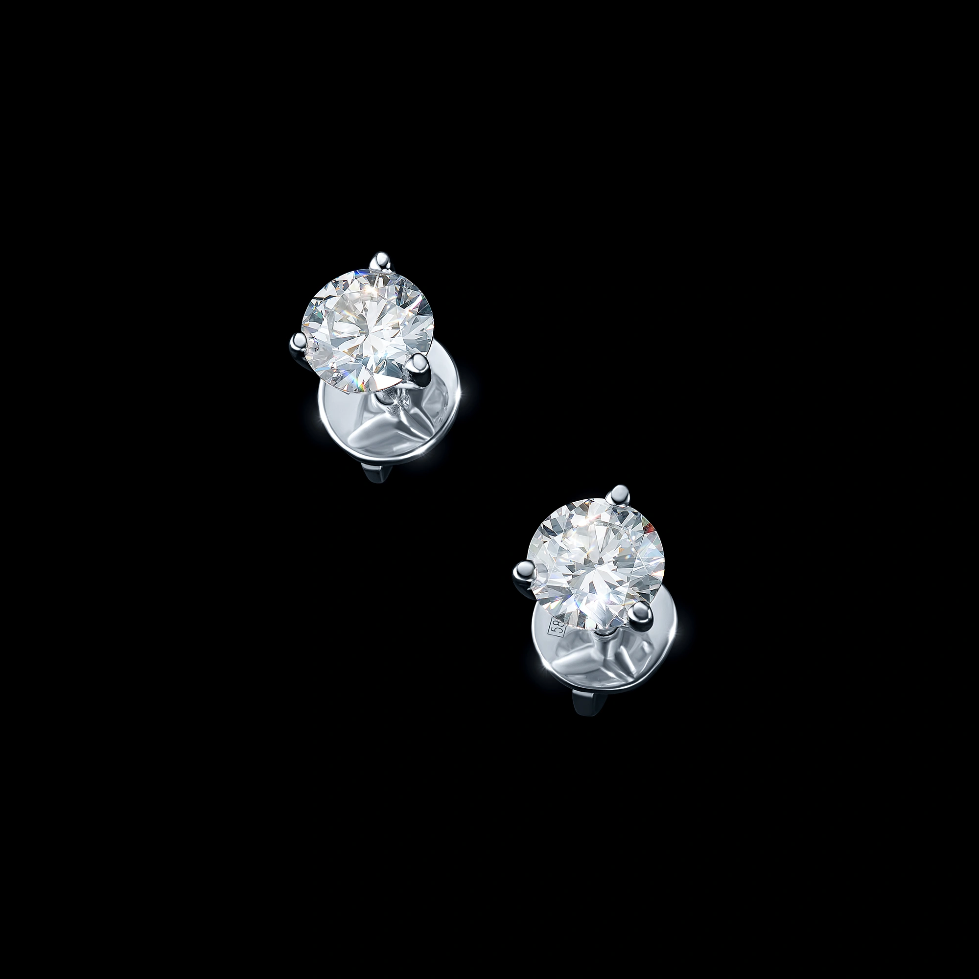 14K White Gold Earring Studs with 2 Round-Cut Lab-Created Diamonds 1.425 CT.TW