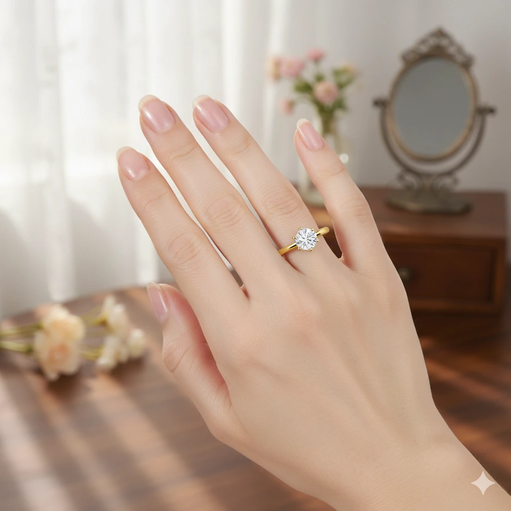 14K Yellow Gold Ring with 1 Round-Cut Lab-Created Diamond 1.033 CT.TW