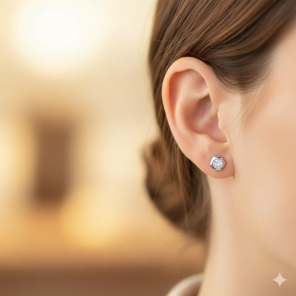 14K White Gold Earring Studs with 2 Round-Cut Lab-Created Diamonds 0.663 CT.TW