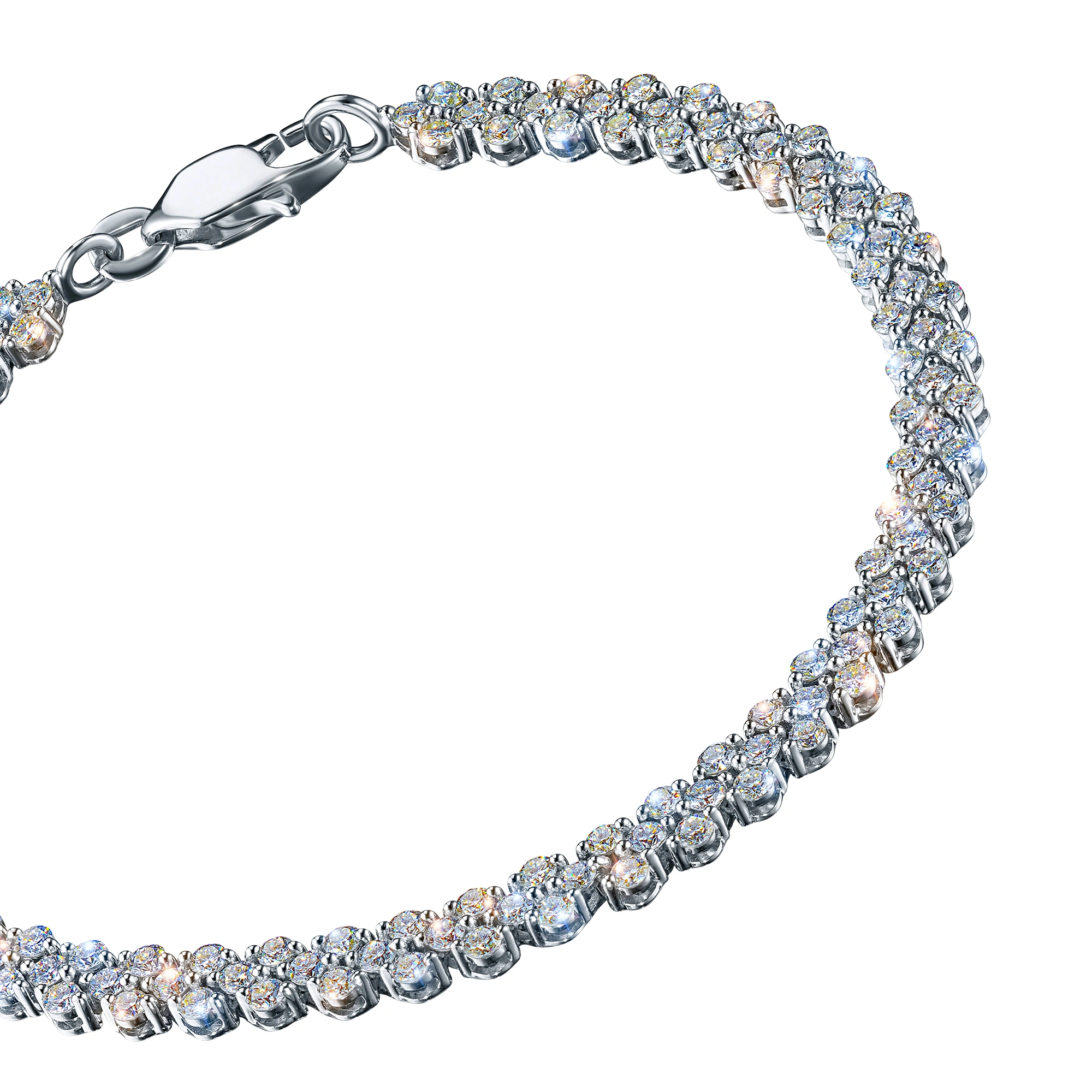 14K White Gold Bracelet with 154 Round-Cut Lab-Created Diamonds 3.678 CT.TW
