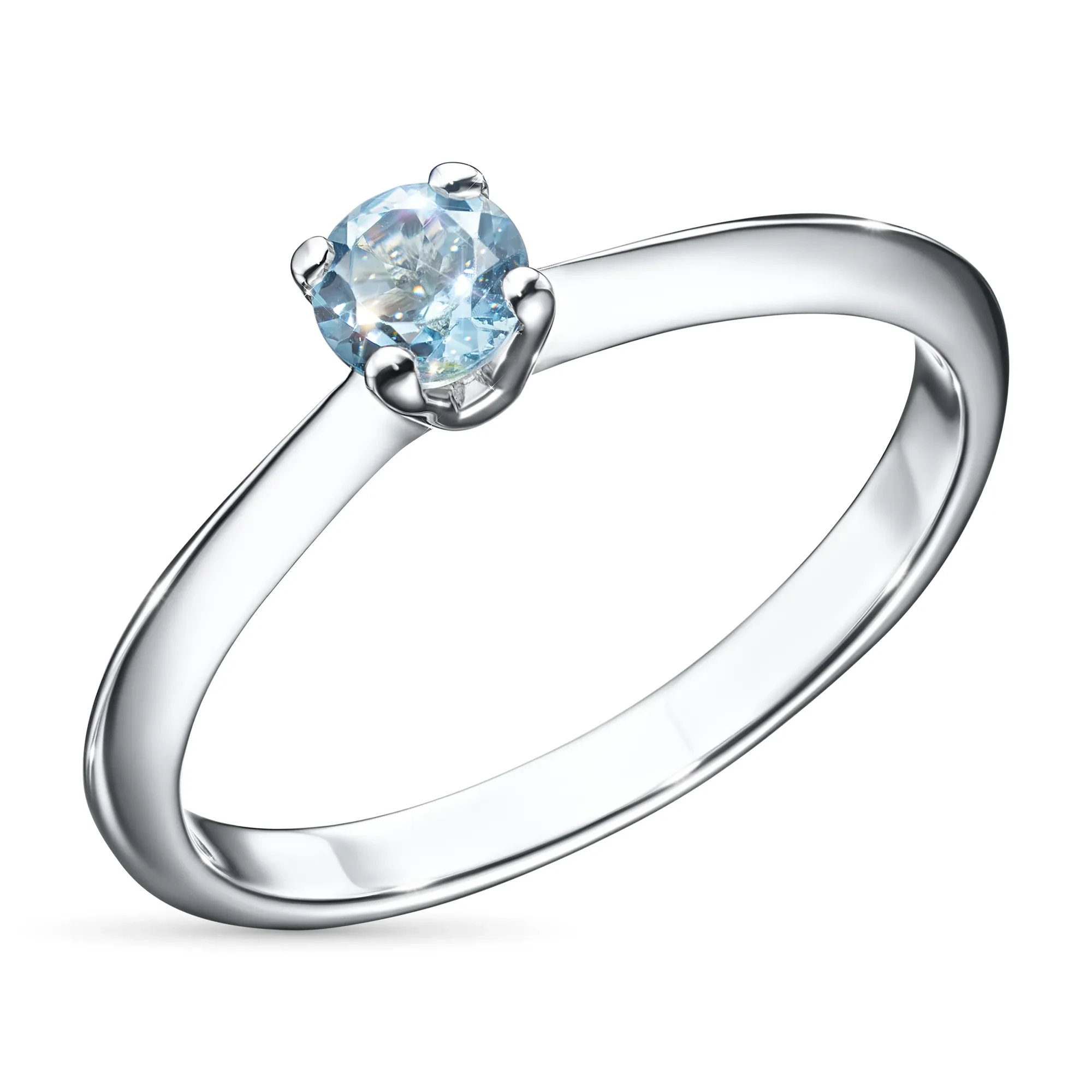 Sterling Silver Ring with 1 Round-Cut Topaz 0.361 CT.TW
