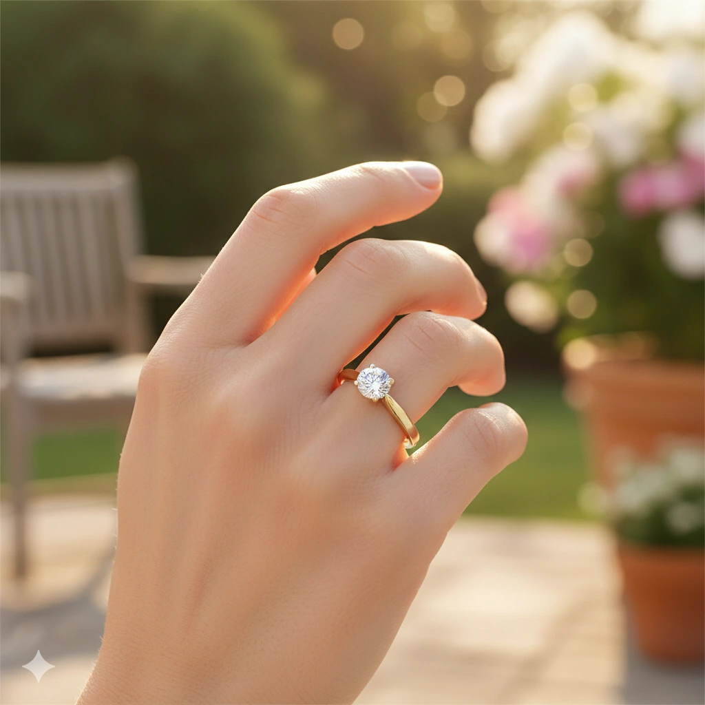 14K Yellow Gold Ring with 1 Round-Cut Lab-Created Diamond 0.514 CT.TW