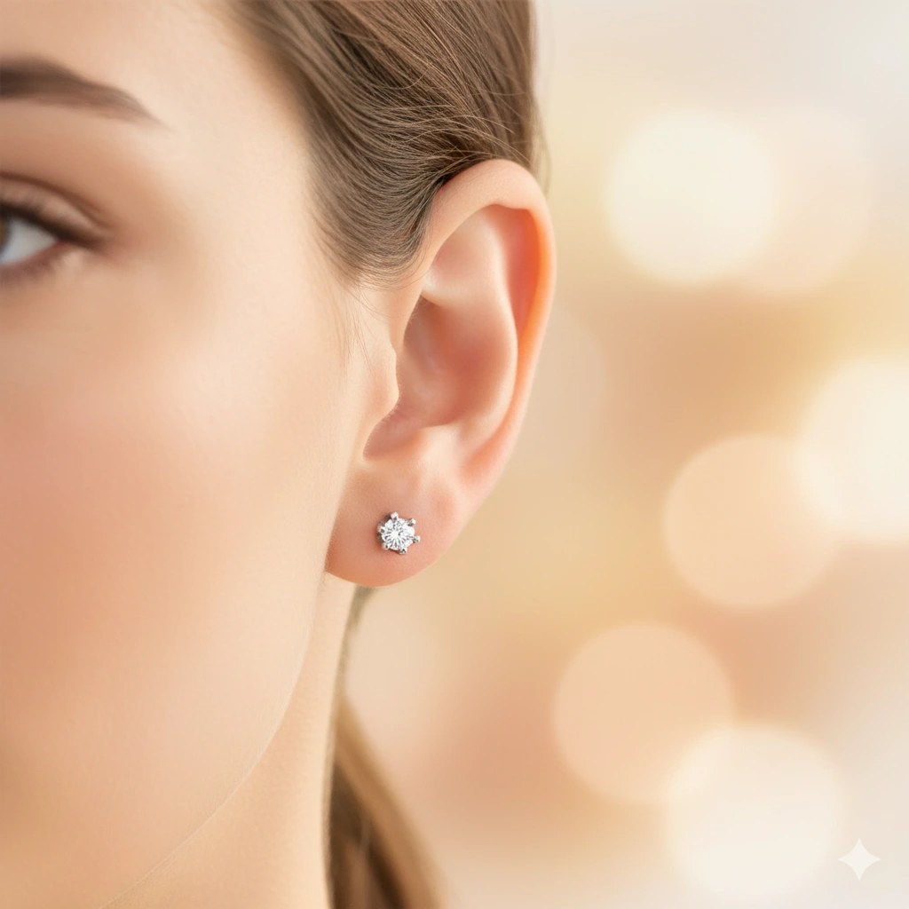 14K White Gold Earring Studs with 2 Round-Cut Lab-Created Diamonds 0.447 CT.TW