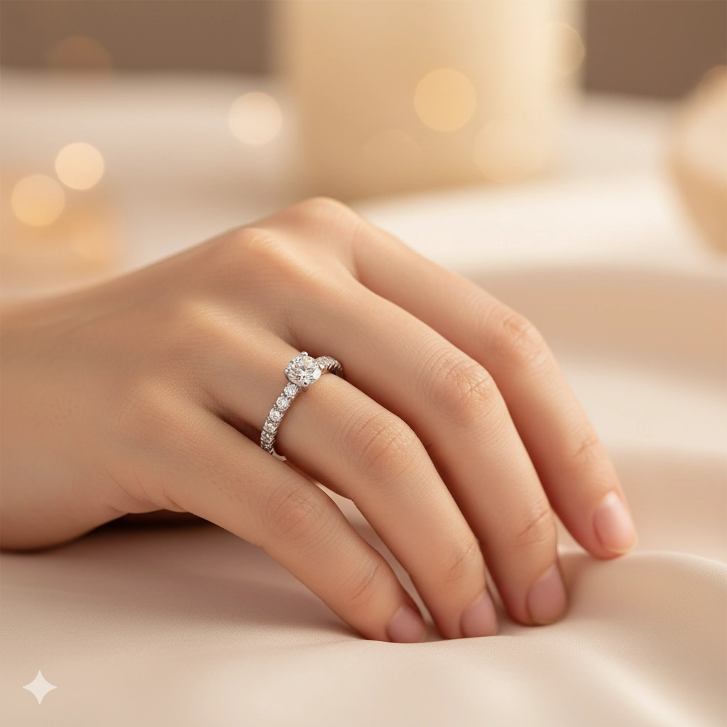 14K White Gold Ring with 15 Round-Cut Lab-Created Diamonds 1.391 CT.TW