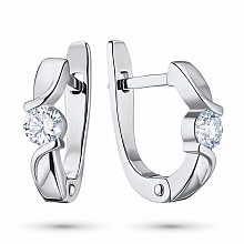 14K White Gold Earrings with 2 Round-Cut Lab-Created Diamonds 0.346 CT.TW