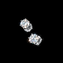 14K White Gold Earring Studs with 2 Round-Cut Lab-Created Diamonds 1.024 CT.TW
