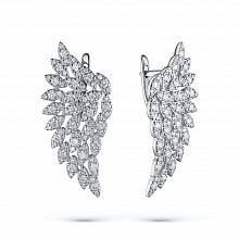 14K White Gold Earrings with 162 Round-Cut Lab-Created Diamonds 1.766 CT.TW