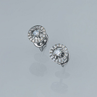 Sterling Silver Earring Studs with 34 Round-Cut Lab-Created Diamonds 0.341 CT.TW - изображение 4