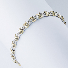 14K White and Yellow Gold Bracelet with 40 Round-Cut Lab-Created Diamonds 0.858 CT.TW