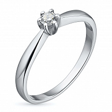 Sterling Silver Ring with 1 Round-Cut Lab-Created Diamond 0.236 CT.TW