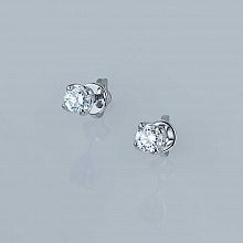 Sterling Silver Earring Studs with 2 Round-Cut Lab-Created Diamonds 0.552 CT.TW