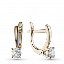 14K Yellow Gold Earrings with 2 Round-Cut Lab-Created Diamonds 0.659 CT.TW