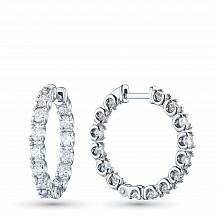 14K White Gold Earrings with 30 Round-Cut Lab-Created Diamonds 3.303 CT.TW