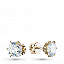 14K Yellow Gold Earring Studs with 2 Round-Cut Lab-Created Diamonds 4.23 CT.TW